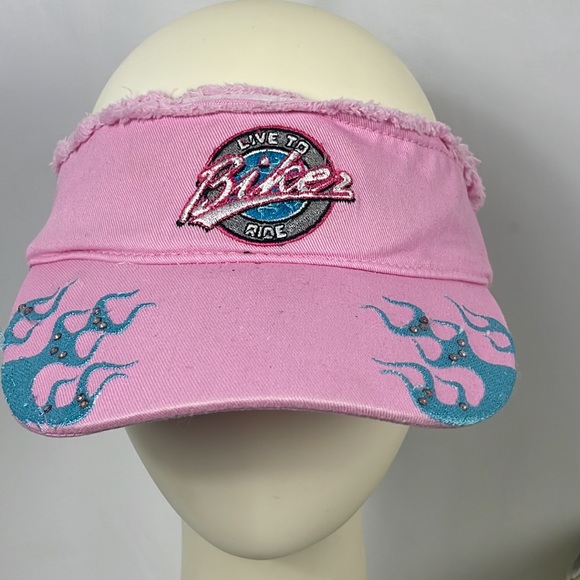 NWT Live to Ride biker visor pink with blue flames - Picture 2 of 9